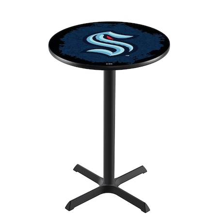 Holland Bar Stool Co 36" Black Wrinkle Seattle Kraken Pub Table L211B3628SeaKrk